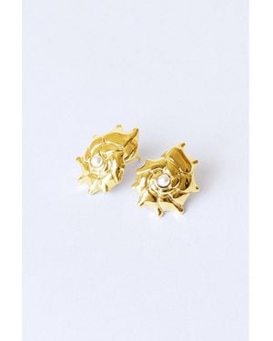 Classicharms Leah Seahell Stud Earrings - White