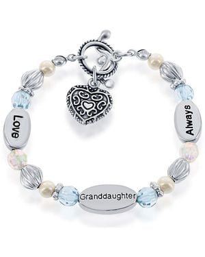 Simona Girls Stretch Heart Charm Beads Bracelet - Metallic