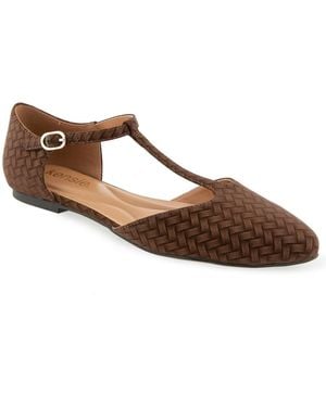 Kensie Gabrielle T-strap Flat - Brown