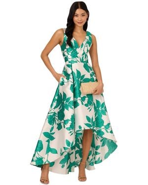 Adrianna Papell High-low Floral-print Gown - Green