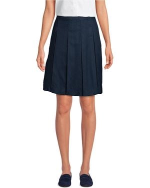Lands' End Tall Tall Box Pleat Skirt Top Of Knee - Blue