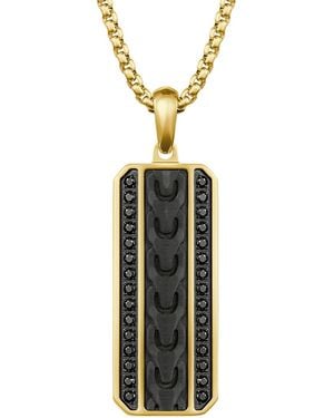 Bulova Gold-tone Stainless Steel Black Spinel Link Necklace - Metallic