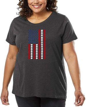 LA Pop Art Plus Size Heart Flag Art T-shirt - Black