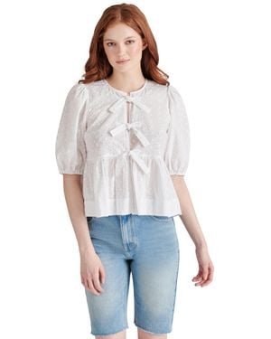 Steve Madden Paula Eyelet Tie-front Cotton Top - White