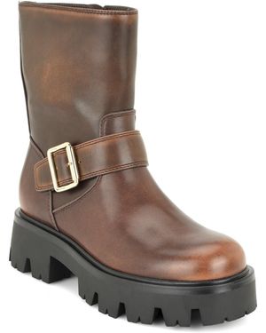 Nine West Ryder Moto Lug Sole Boots - Brown