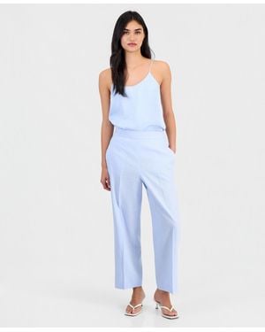 BarIII Pull-on Linen-blend Pants - Blue