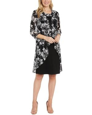 R & M Richards Necklace Dress & Printed Jacket - Black
