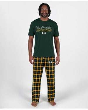 Concepts Sport Green Bay Packers Highland Short-sleeve Plaid T-shirt And Pants