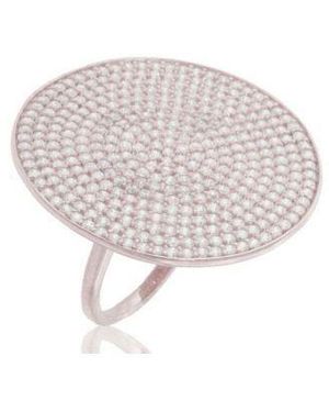SUZY LEVIAN NEW YORK Suzy Levian Cubic Zirconia Sterling Silver Pave Round Medallion Ring - White