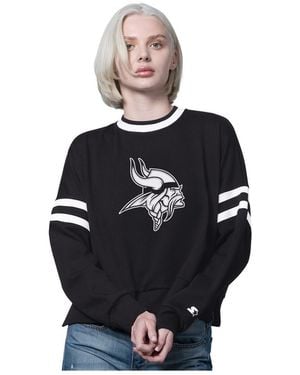 Starter Black Minnesota Vikings Rally Drop Shoulder Cropped Sweatshirt