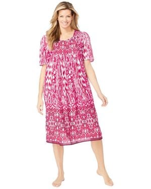 Only Neccessities Plus Size Only Necessities Mixed Print Short Lounger - Pink