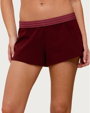 Edikted Noemi Stripey Foldover Shorts - Red