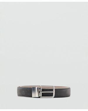 Mango Reversible Suede Leather Belt - White