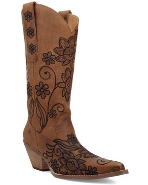 Dingo Western Swing Leather Boot - Brown