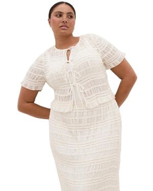 City Chic Plus Size Emelia Shirred Top - White