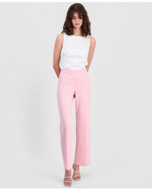 Anne Klein Stretch Crepe High-rise Wide-leg Pull On Pants - Pink
