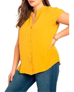 Eloquii Plus Size Notch Collar Blouse - Yellow