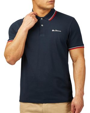 Ben Sherman Signature Regular-fit Tipped Cotton Pique Polo Shirt - Blue