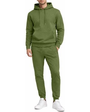 Q Active Soft Fleece Pullover Hoodie & Sweatpants jogging Set - Green