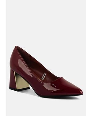 LONDON RAG Zaila Metallic Accent Block Heel Pumps - Red