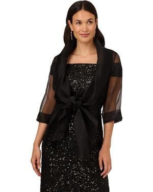 Adrianna Papell Organza Wrap Jacket - Black
