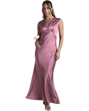 Oasis Satin Maxi Bridesmaid Dress - Red