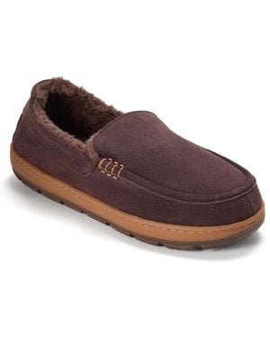 Dearfoams Fitzgerald Genuine Suede Moccasin Slippers - Brown