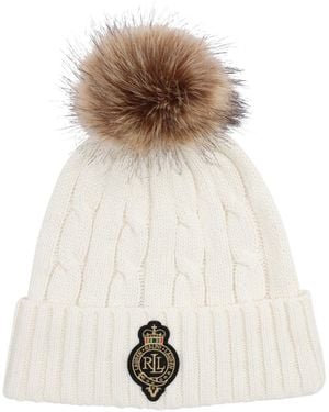 Ralph Lauren Cable Pom Beanie Hat - Natural