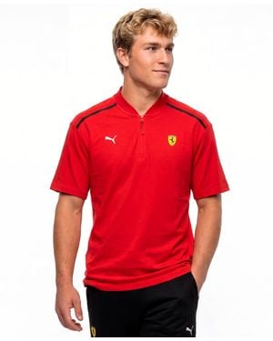 PUMA Ferrari Cloudspun Half Zip Polo Shirt - Red