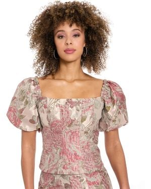 Muse Bubble-sleeve Bustier Top - Red