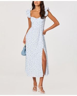 Astr Wedelia Eyelet Corset Midi Dress - Blue