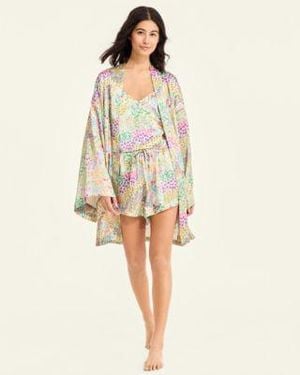 Macy's Macys Flower Show Print Robe Print Pajamas Set Macys Exclusive - Natural