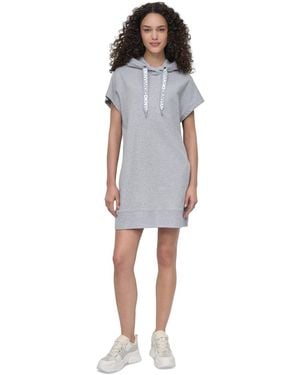DKNY Two-tone Hooded Mini Dress - Blue