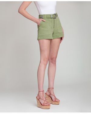 Avec Les Filles High-rise Belted Shorts - Green