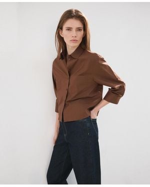 Mango Chest-pocket Cotton Shirt - Brown