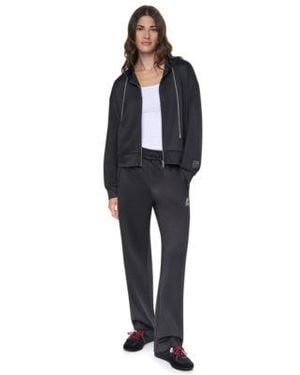 DKNY Chain Cord Full Zip Hoodie Stack Logo Tapered Pull On Knit Pant - Blue