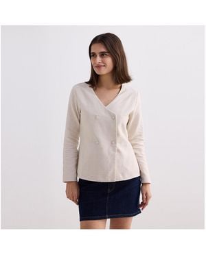 REISTOR Fitted Cotton Tweed Jacket - White