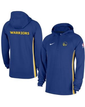 Nike Golden State Warriors Authentic On Court Zone Quarter-zip Dri-fit Hoodie Jacket - Blue