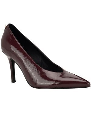 Guess Prinda V Cut Top Line High Heeled Stiletto Pumps - Brown