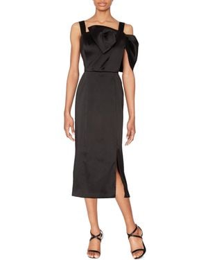 White Tie By Shani Bow-trim Satin Midi Dress - Black
