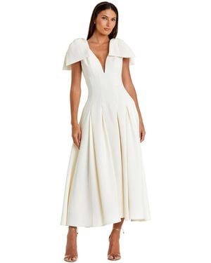 Mac Duggal Crepe A Line Midi Dress - White