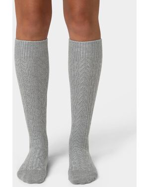 Hue Cable Knit Knee-high Socks - Gray