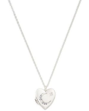 Fable England Selene Moon And Periwinkle Locket Necklace - White
