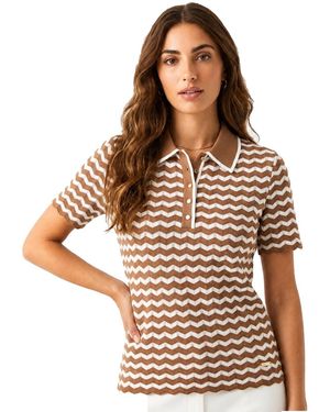 Jason Wu Chevron Stitch Novelty Polo Top - Brown