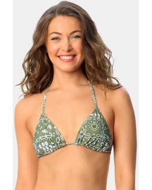 California Waves Bandana Print Tunnel Triangle Swim Bikini Top - Green