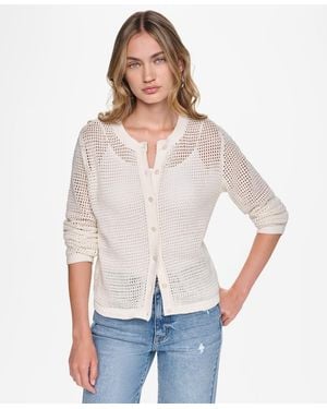 DKNY Baby Chenille Open-stitch Long-sleeve Cardigan - White