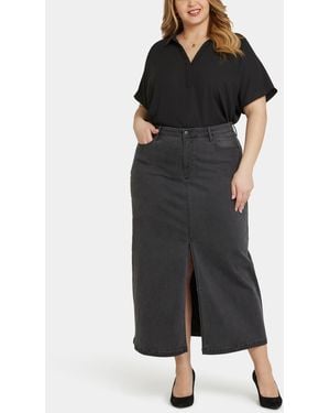 NYDJ Plus Size High Rise Long Skirt - Black