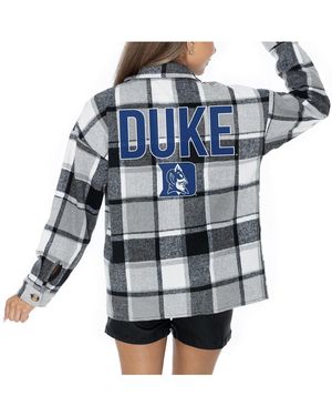 Gameday Couture Gray Duke Blue Devils Long Sleeve Brushed Plaid Button-up Overshirt Jacket