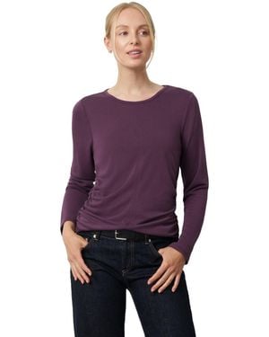 Cable & Gauge Side Shirred Crew Neck Top - Purple