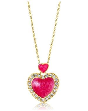 Chanteur 18k Gold Plated Hypoallergenic Heart Kids Pendant Necklace For Girls - Pink